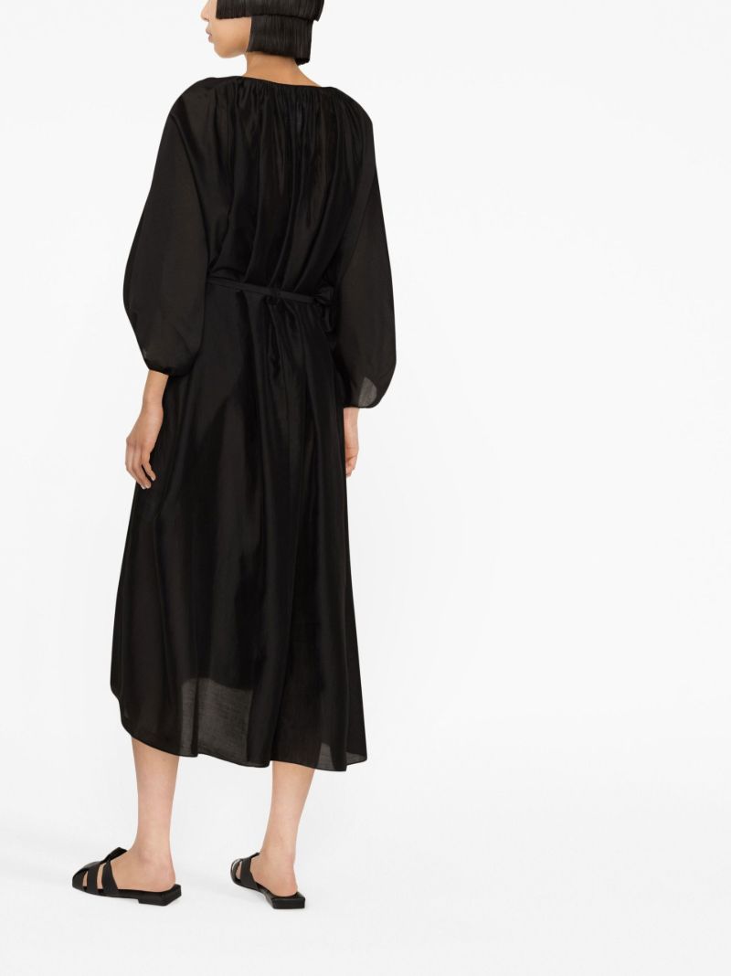 Black V-neck Midi Dress