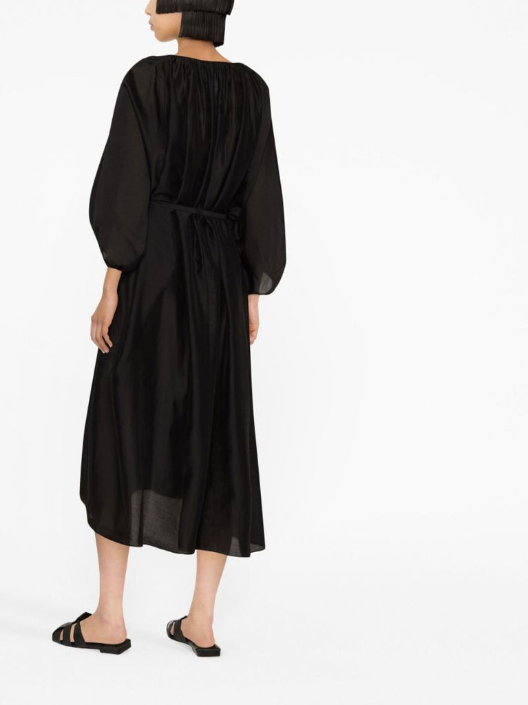 Black V-neck Midi Dress