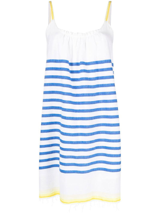 White Hirut Striped Mini Dress