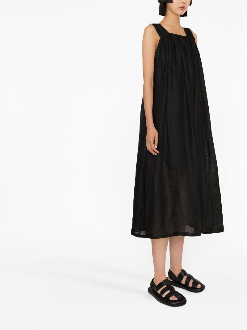 Black Sleeveless Linen Midi Dress