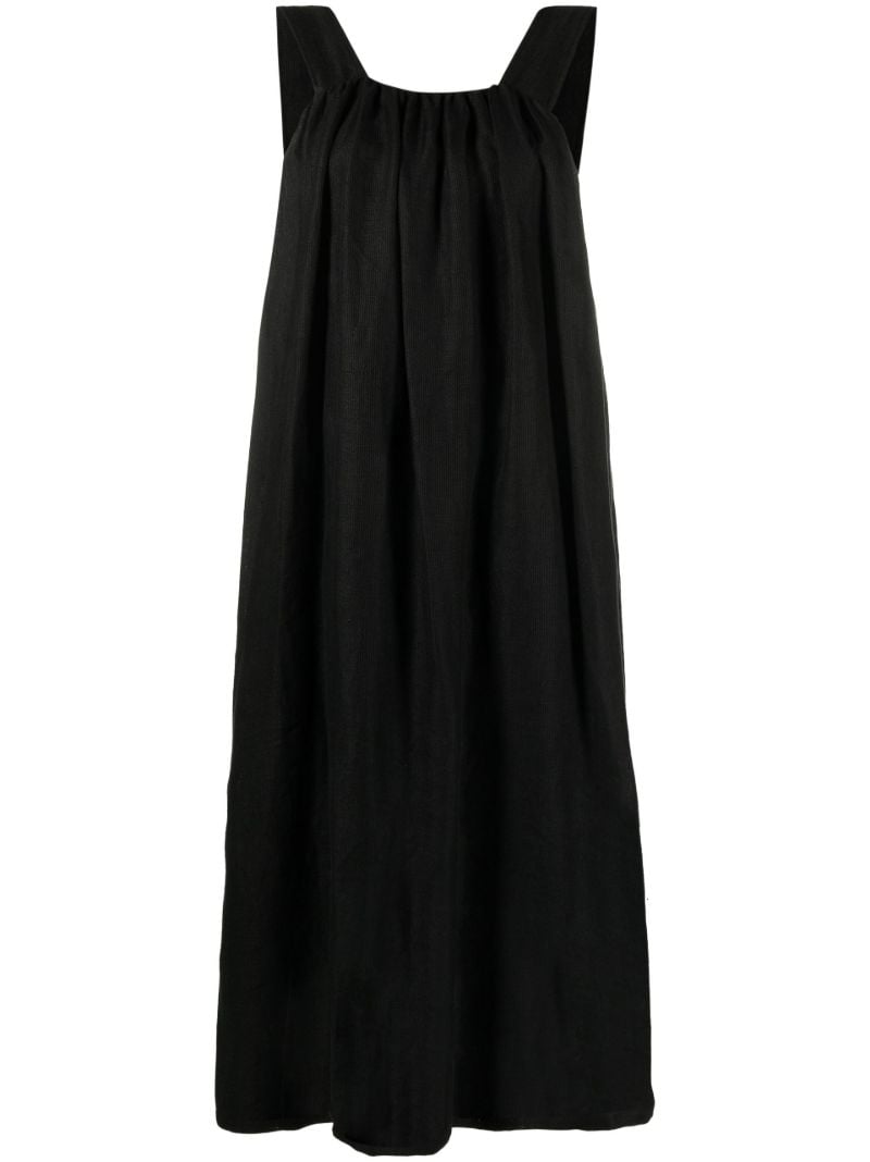 Black Sleeveless Linen Midi Dress