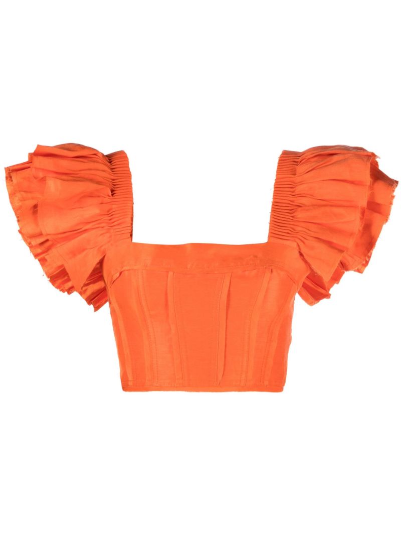 Orange Imagination Ruffled Crop Top
