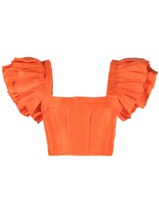 Orange Imagination Ruffled Crop Top