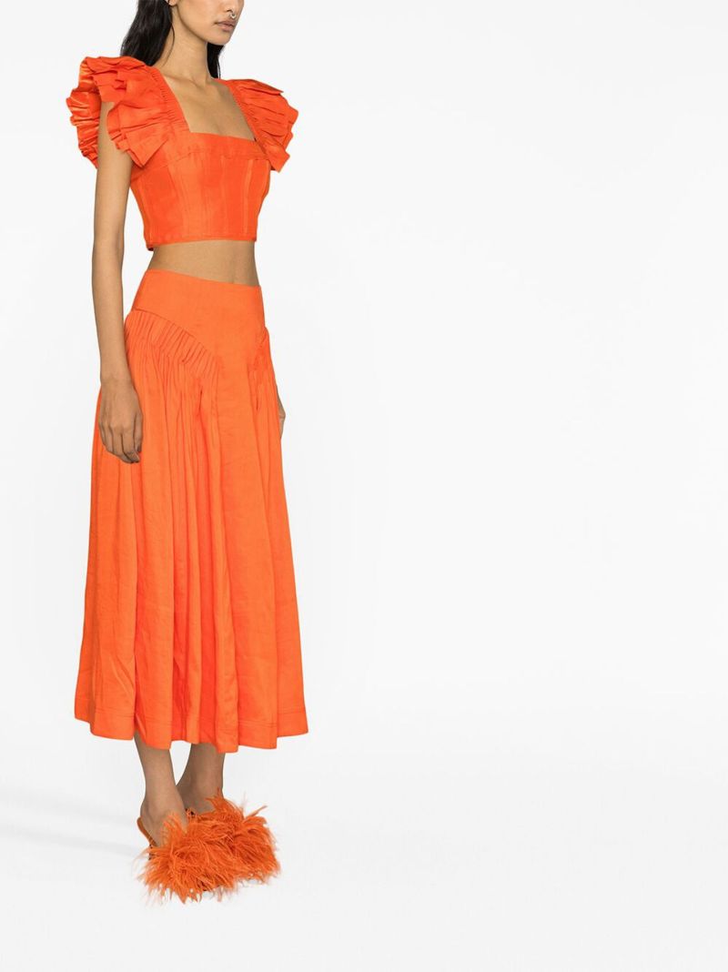 Orange Imagination Ruffled Crop Top