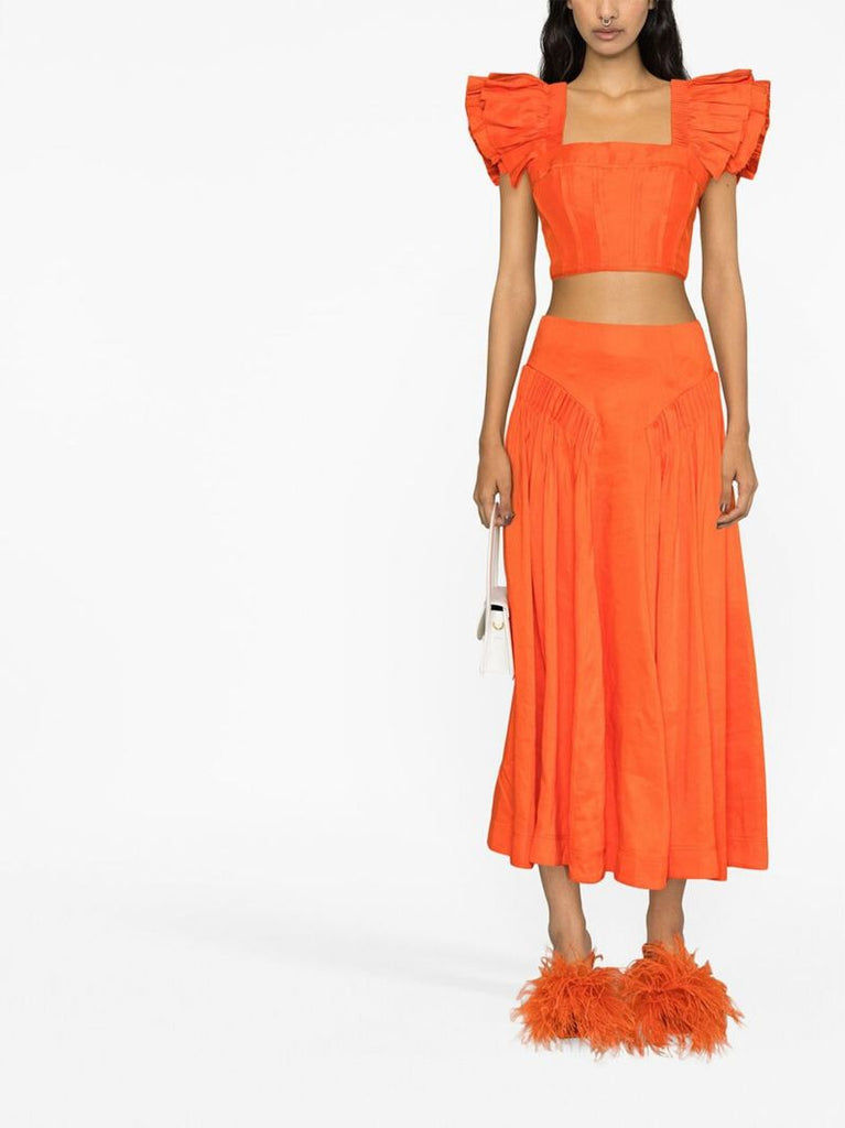 Orange Imagination Ruffled Crop Top