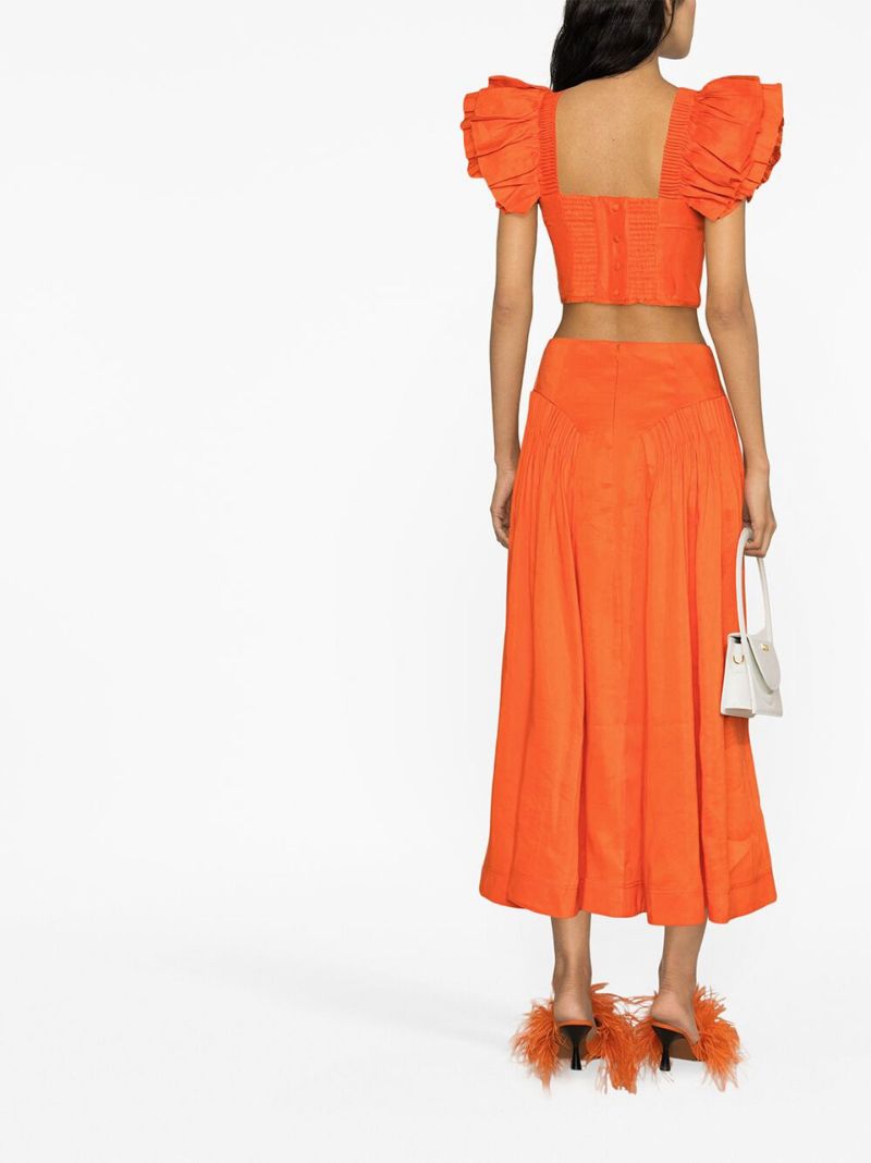 Orange Imagination Ruffled Crop Top