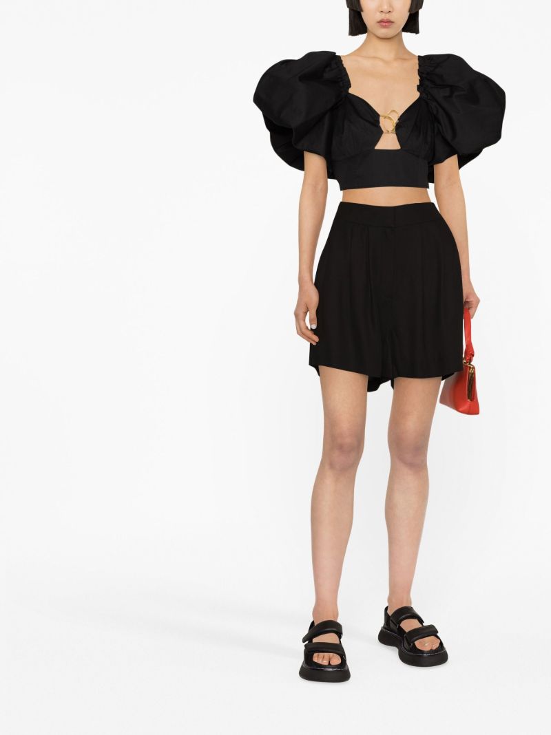 Black Marcel Puff Sleeve Blouse