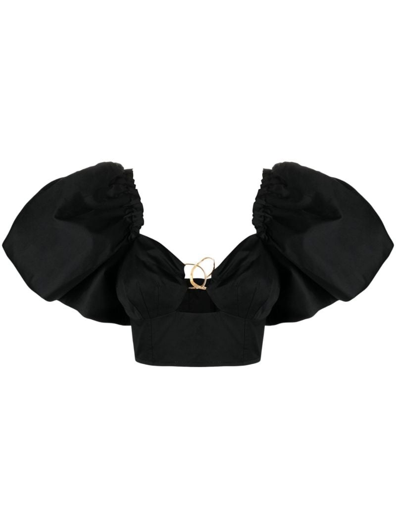 Black Marcel Puff Sleeve Blouse
