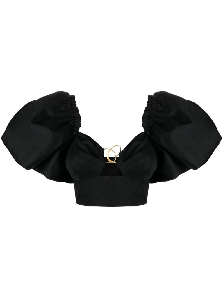 Black Marcel Puff Sleeve Blouse
