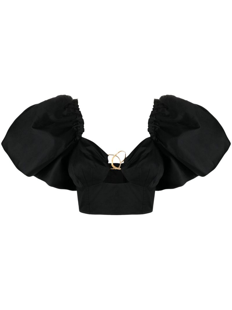 Black Marcel Puff Sleeve Blouse