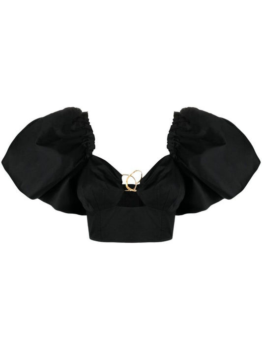 Black Marcel Puff Sleeve Blouse