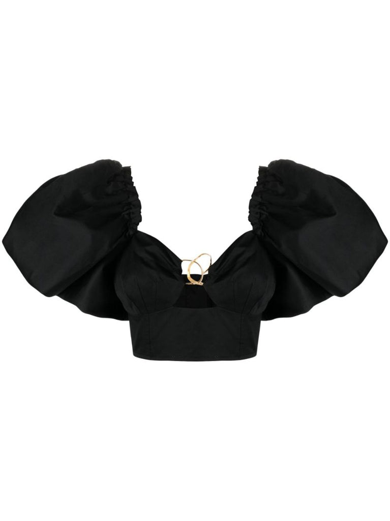 Black Marcel Puff Sleeve Blouse