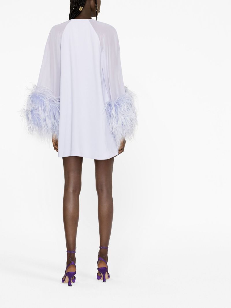 Purple Daphnie Feather Trim Mini Dress