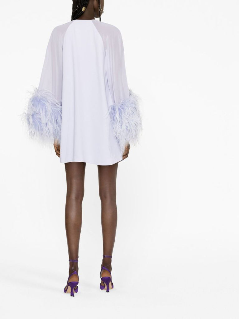 Purple Daphnie Feather Trim Mini Dress