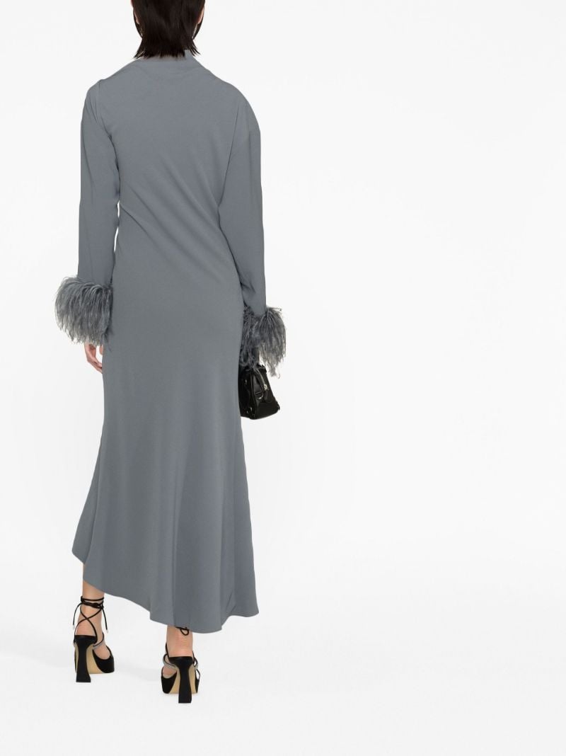 Grey Adelaide Feather Trim Midi Dress