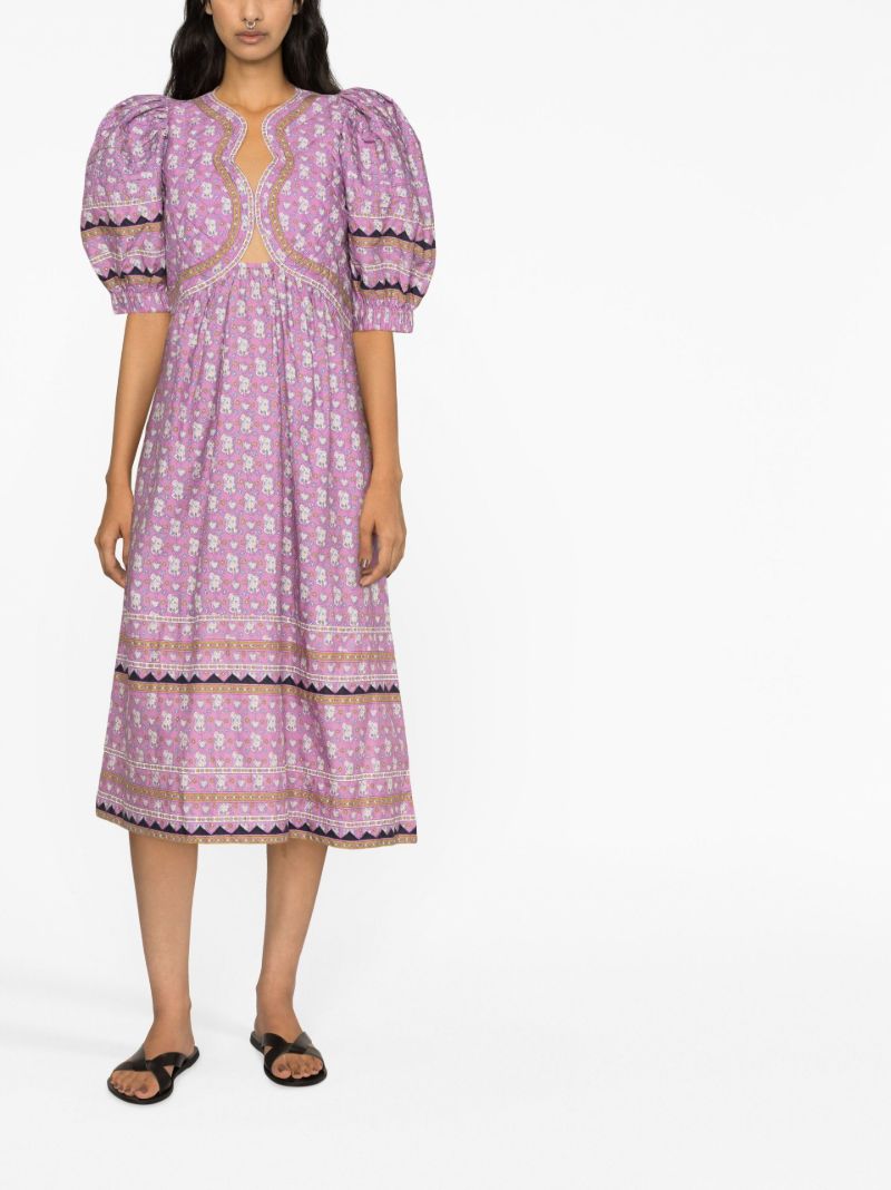 Purple Perry Printed Midi Dress