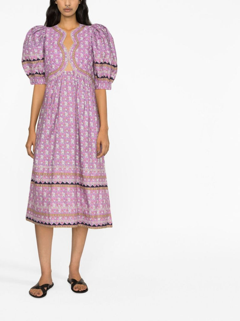 Purple Perry Printed Midi Dress