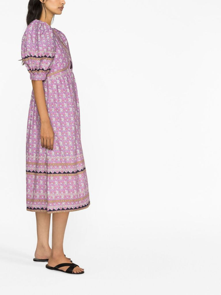 Purple Perry Printed Midi Dress