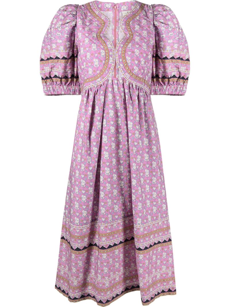 Purple Perry Printed Midi Dress