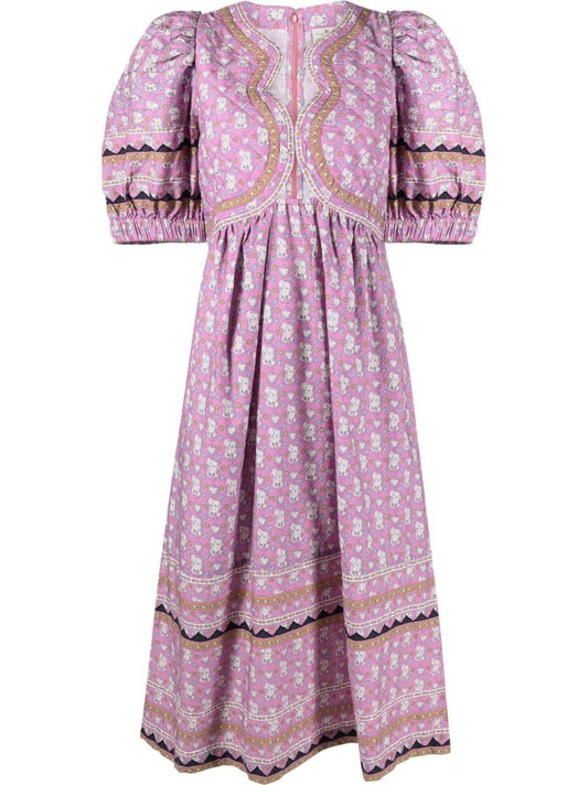 Purple Perry Printed Midi Dress