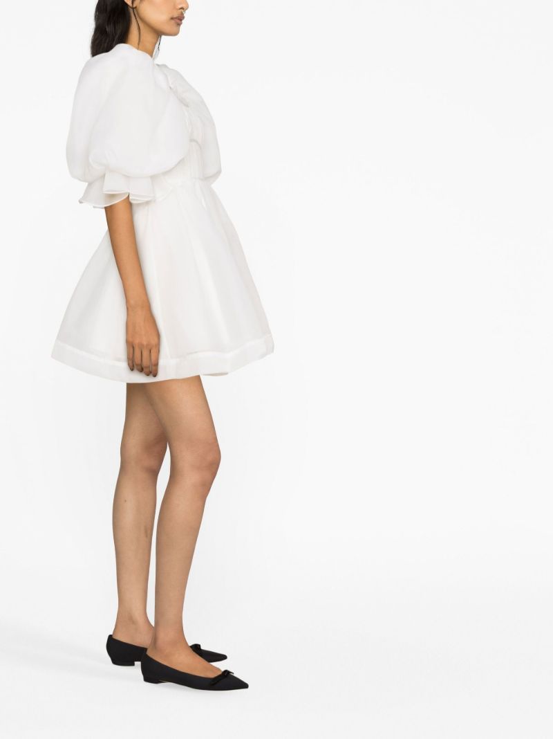 White Puff-sleeve Mini Dress