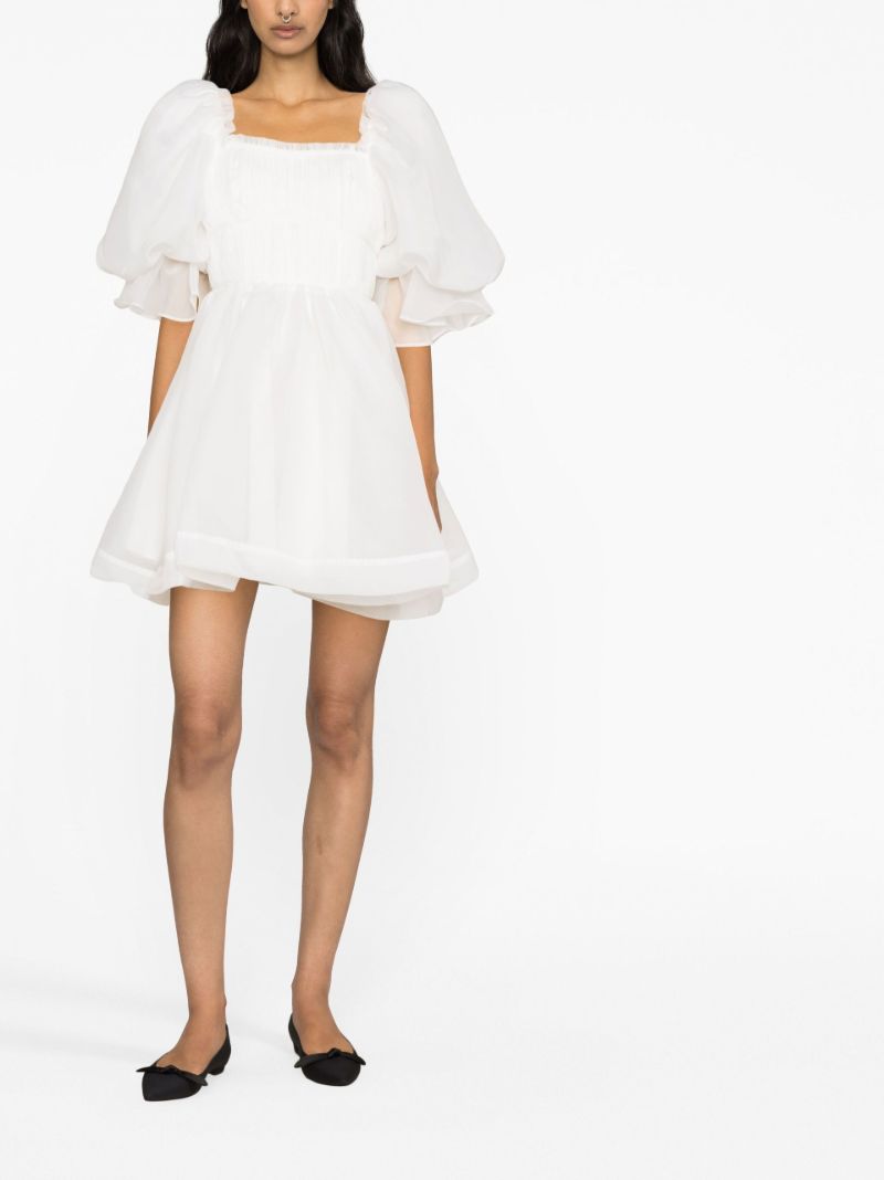 White Puff-sleeve Mini Dress