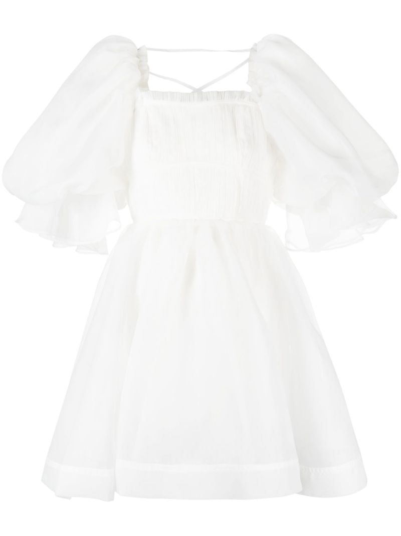 White Puff-sleeve Mini Dress