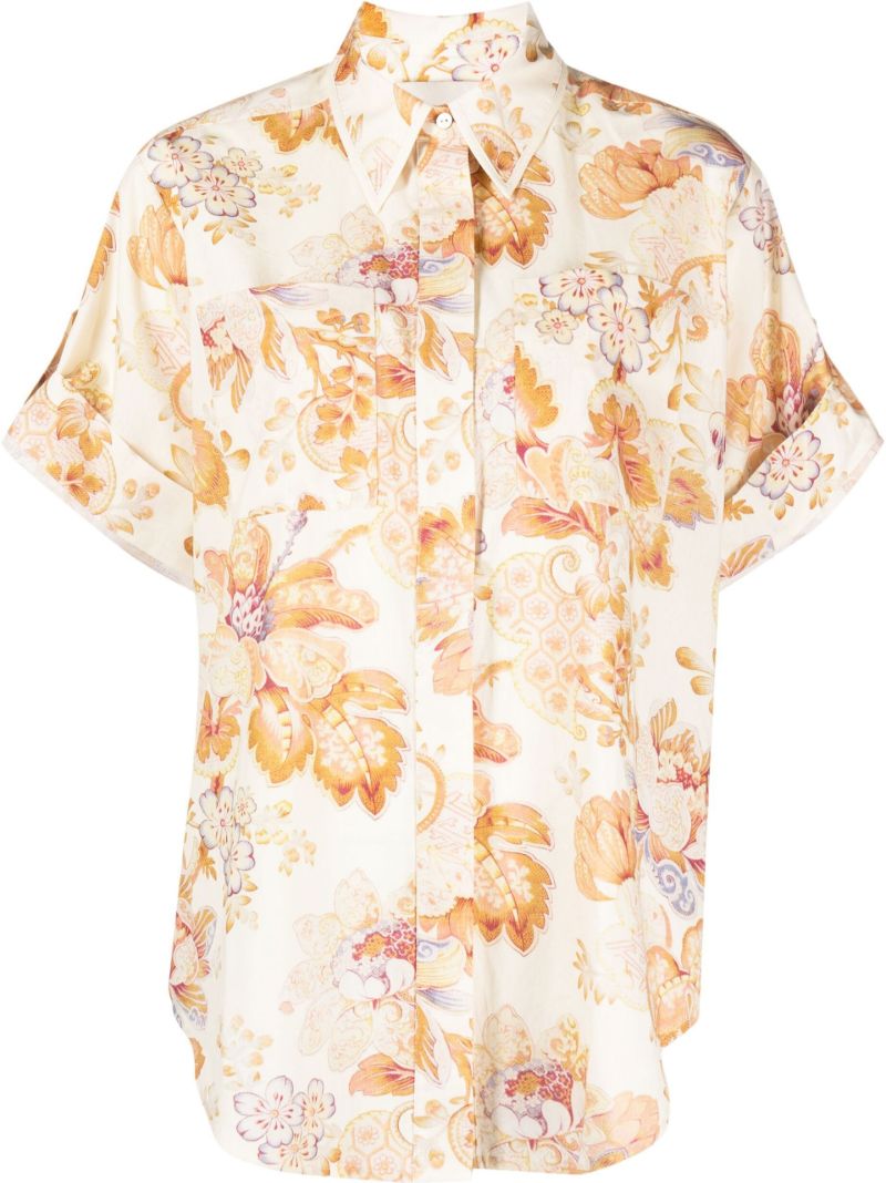 Neutral Philomena Floral Print Shirt