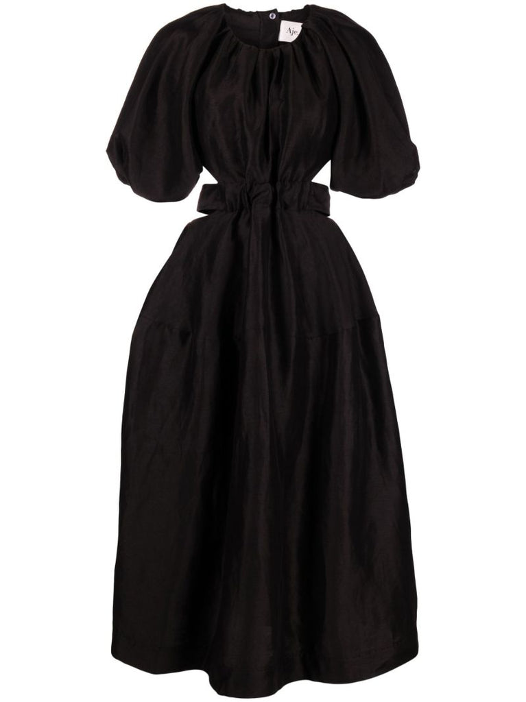 Black Mimosa Cut-out Midi Dress