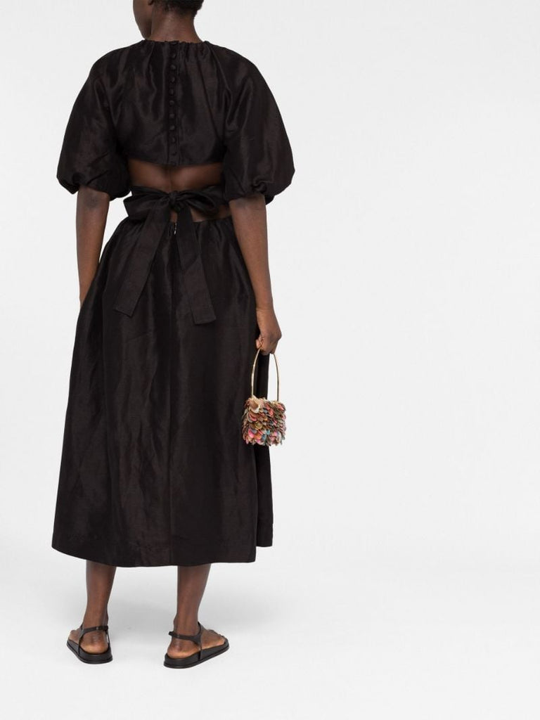 Black Mimosa Cut-out Midi Dress