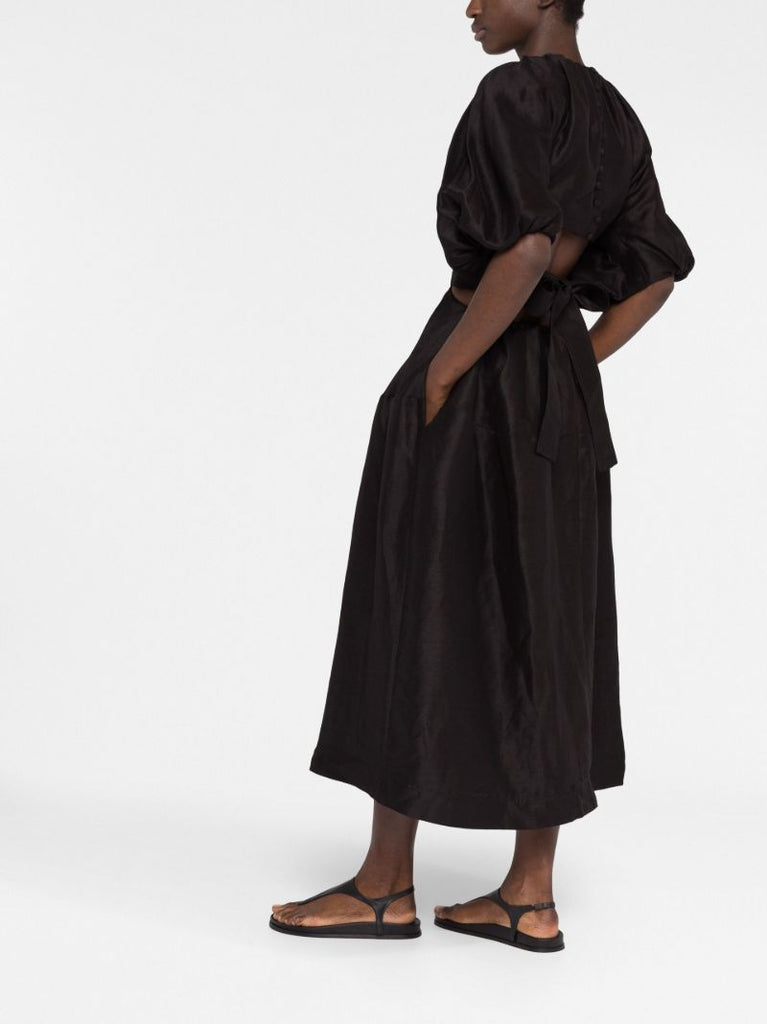 Black Mimosa Cut-out Midi Dress
