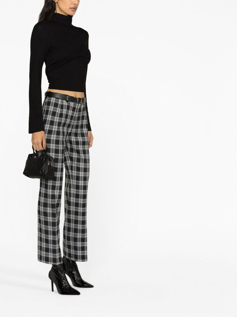 Black Franklin Checked Straight-leg Trousers