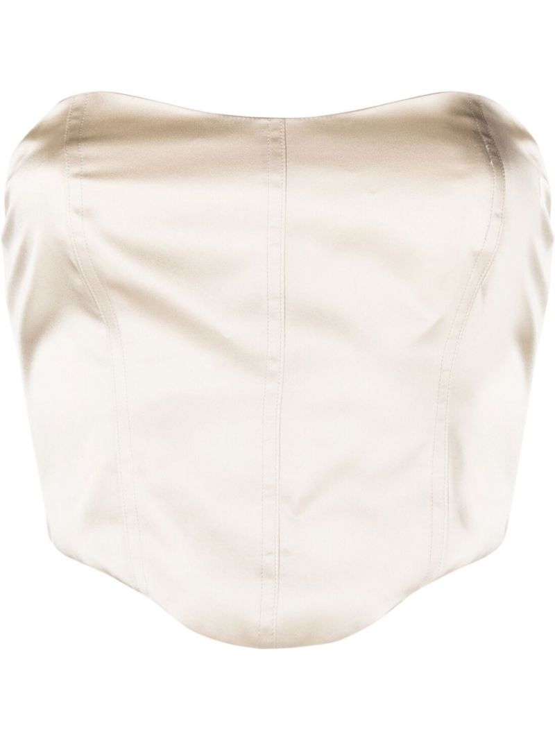 Neutral Maia Silk Bustier Top