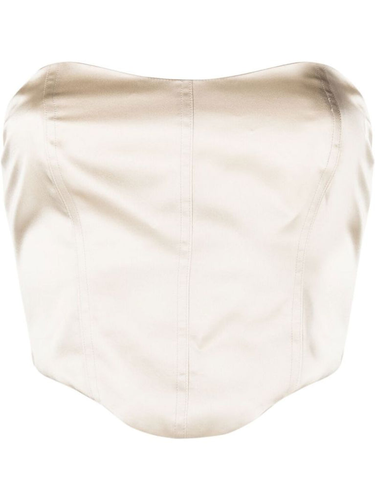 Neutral Maia Silk Bustier Top