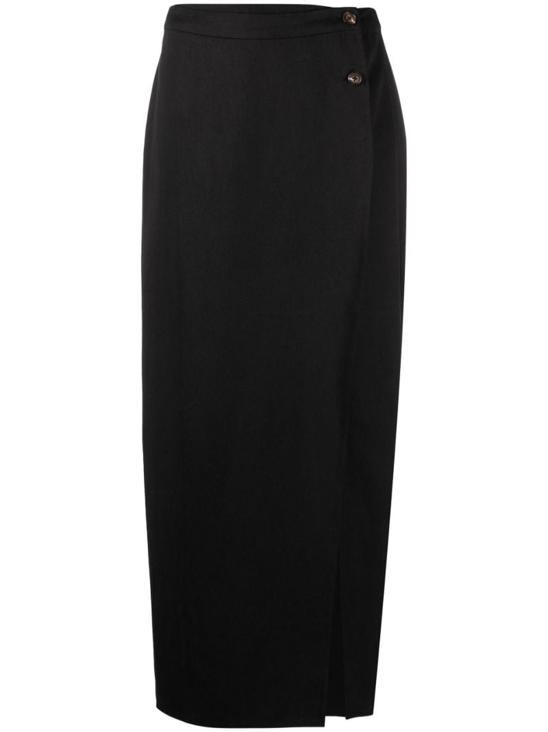 Black Kai Wrap Midi Skirt
