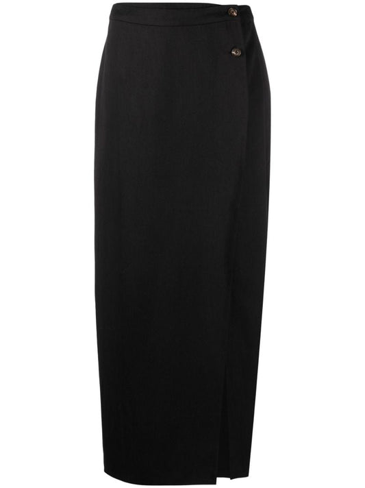 Black Kai Wrap Midi Skirt