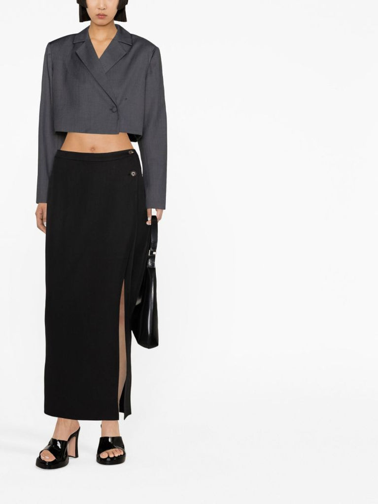 Black Kai Wrap Midi Skirt