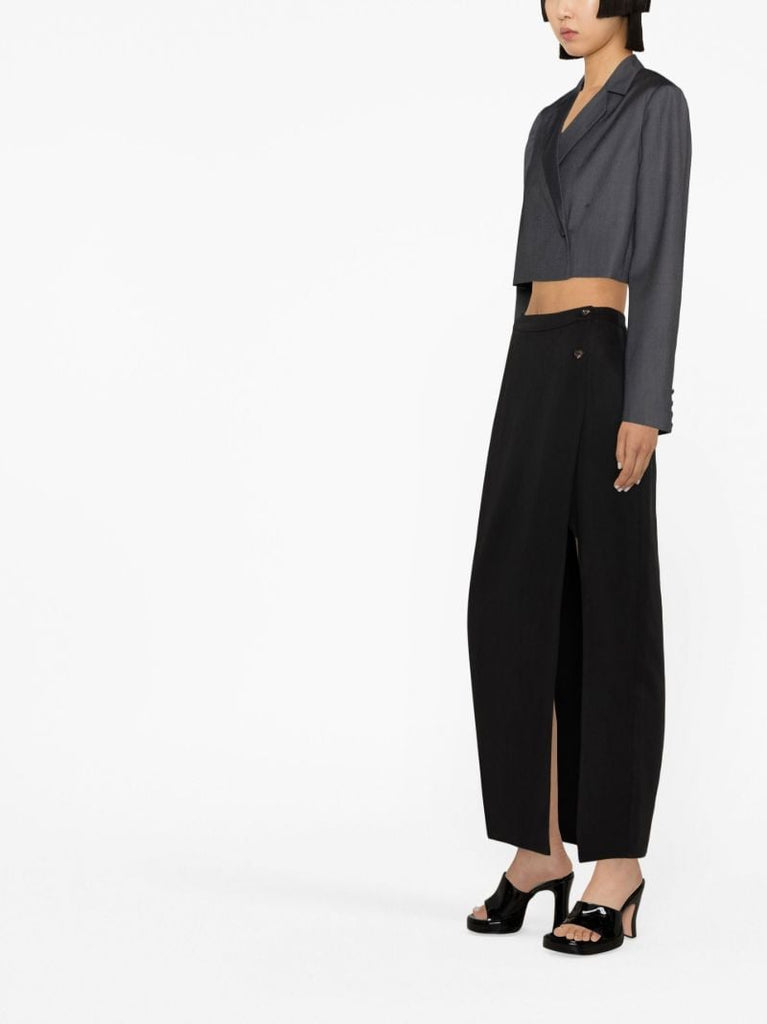 Black Kai Wrap Midi Skirt