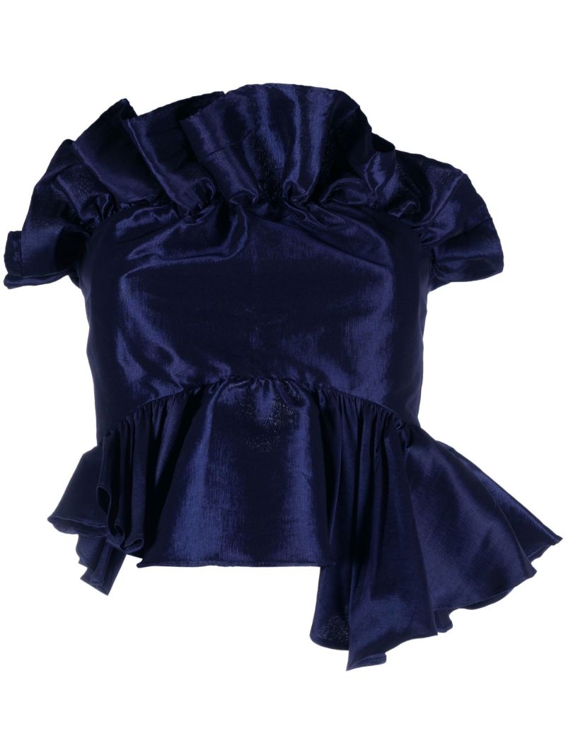 Blue Jette Ruffled Strapless Top