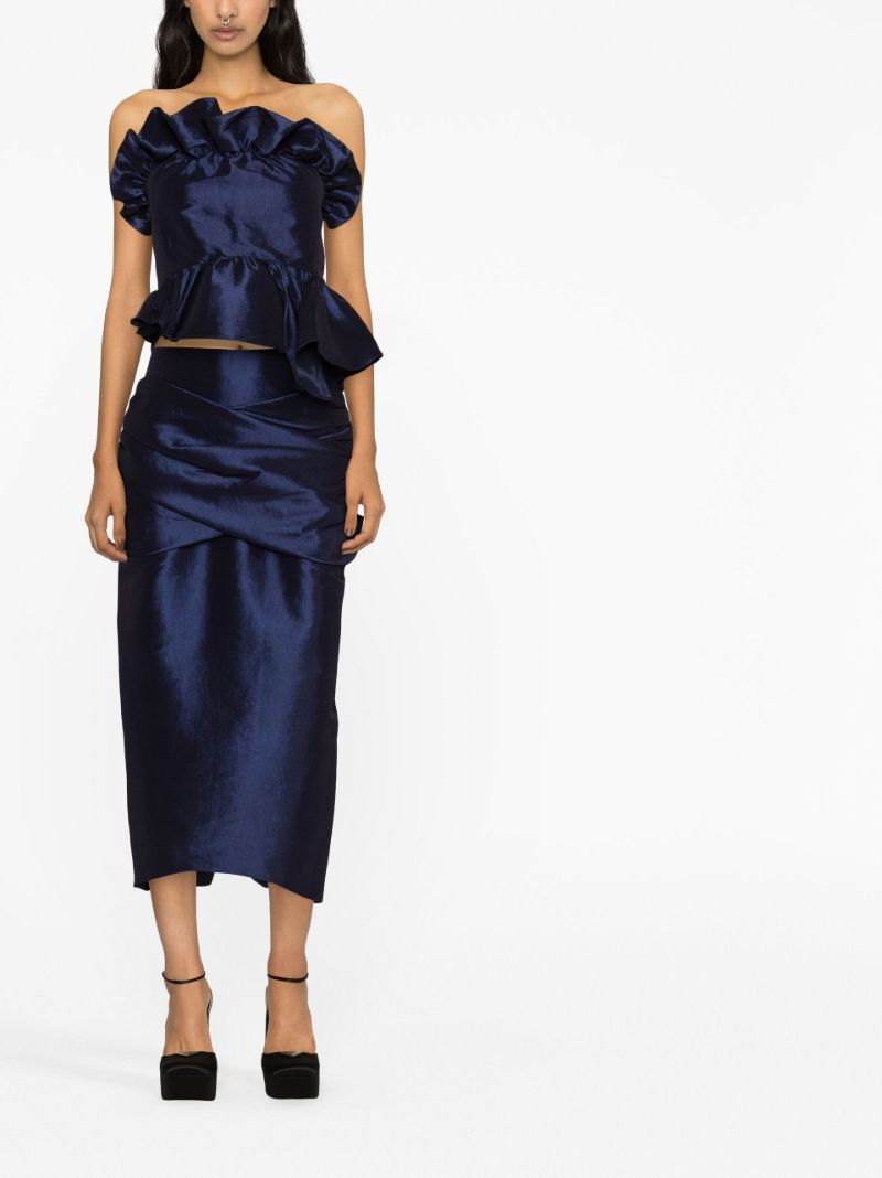 Blue Jette Ruffled Strapless Top