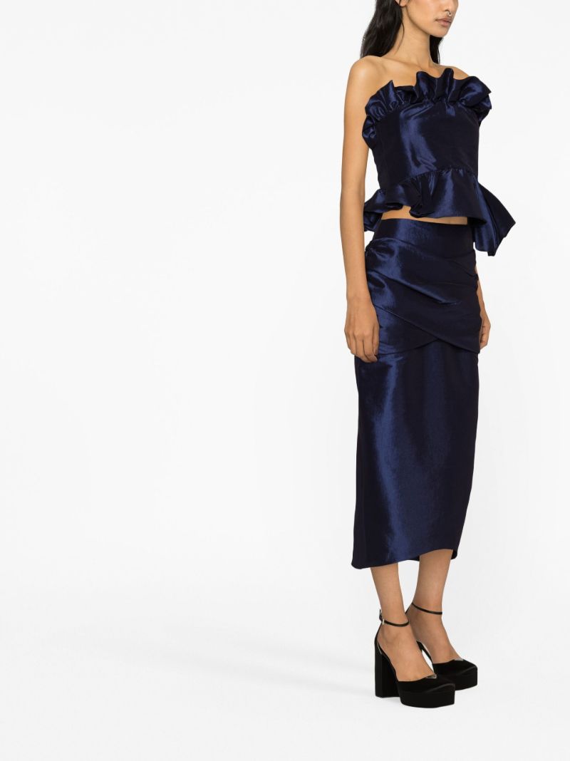 Blue Jette Ruffled Strapless Top