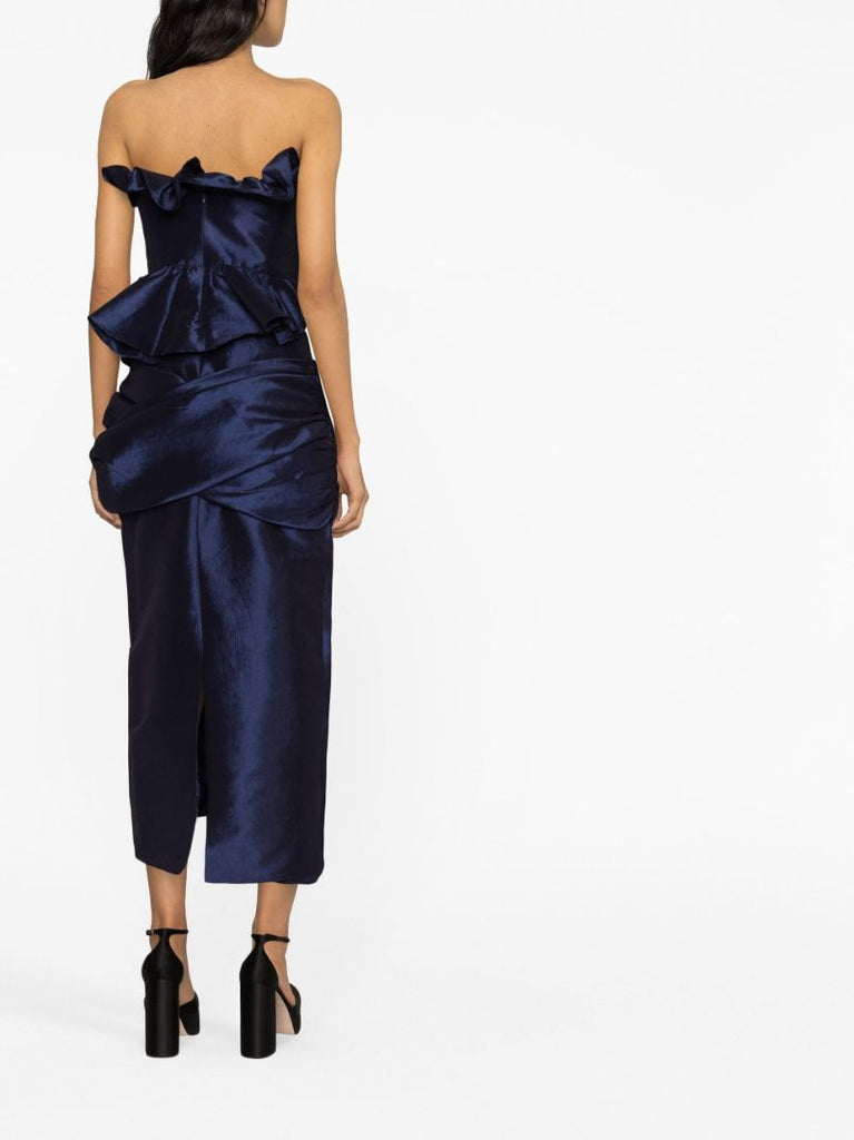 Blue Jette Ruffled Strapless Top