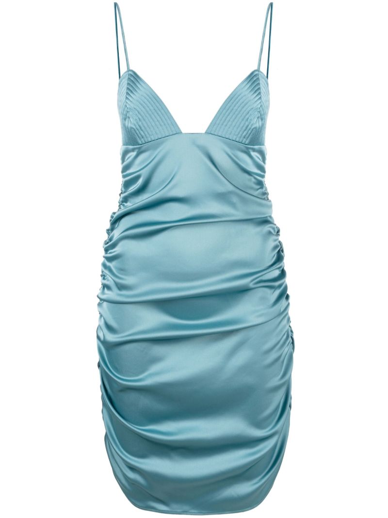 Blue Gathered Mini Dress