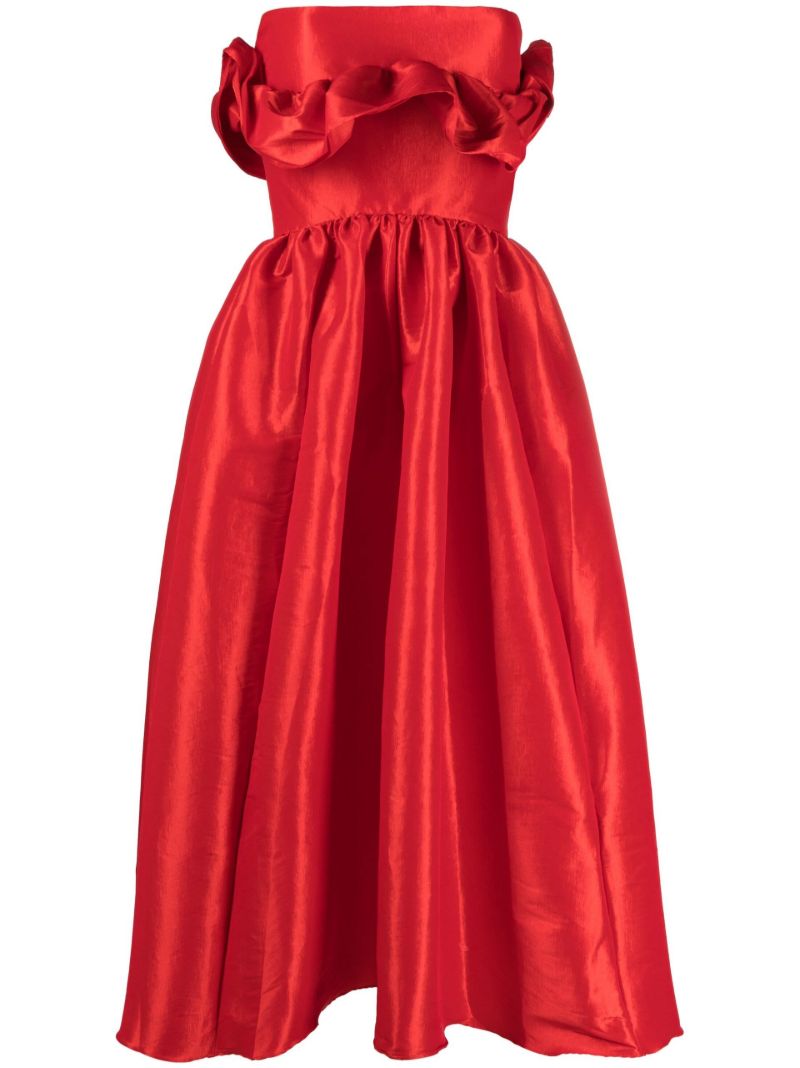 Red Lynn Ruffled Midi Dress