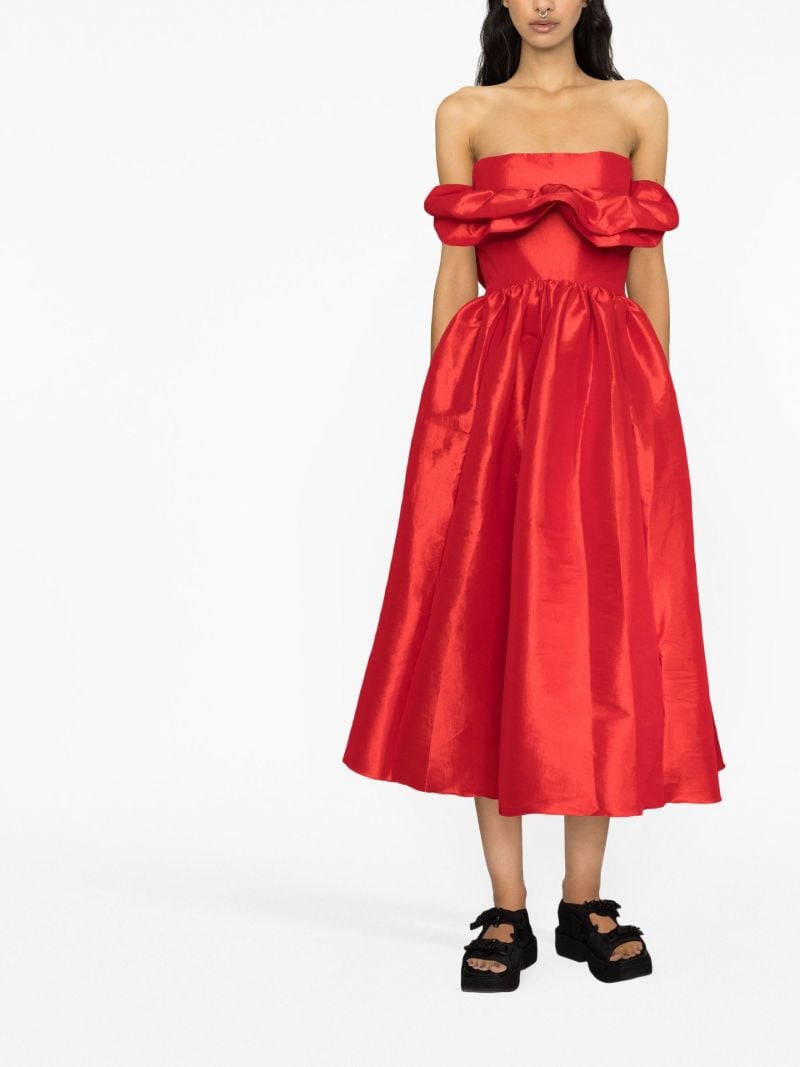 Red Lynn Ruffled Midi Dress