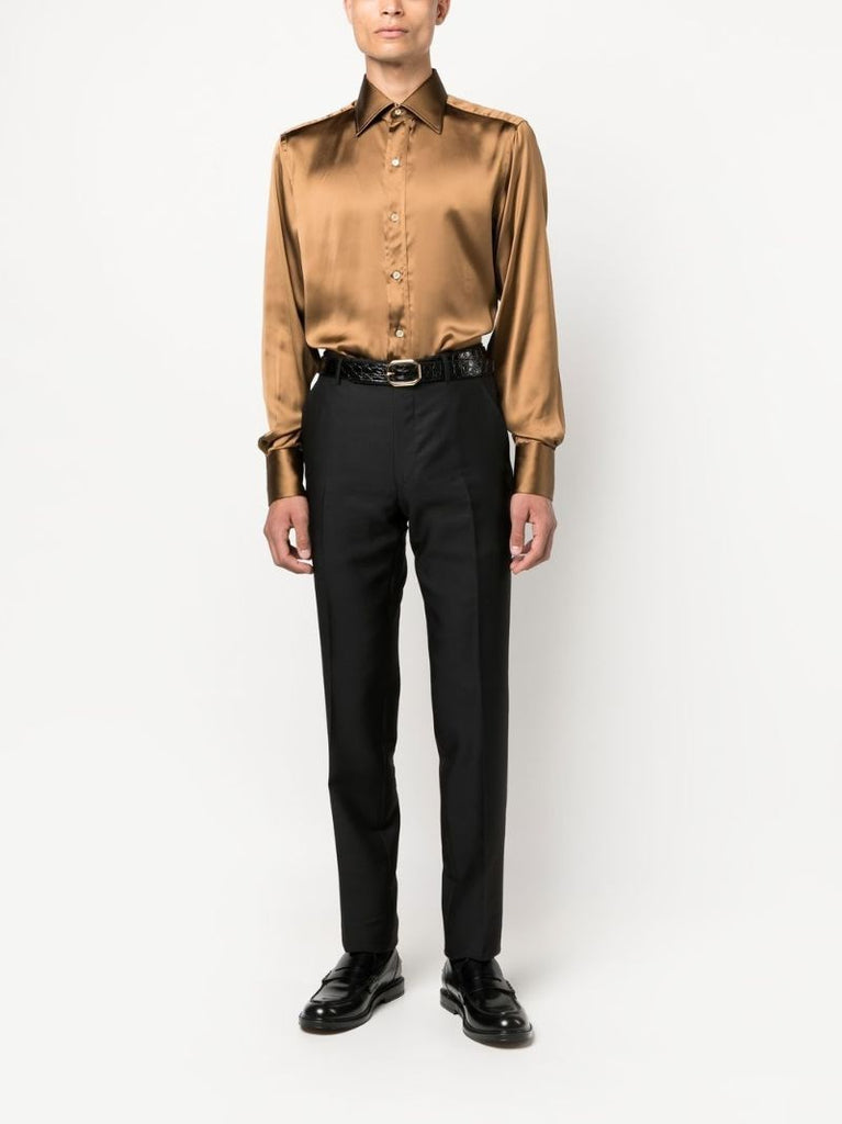 Brown Satin Shirt
