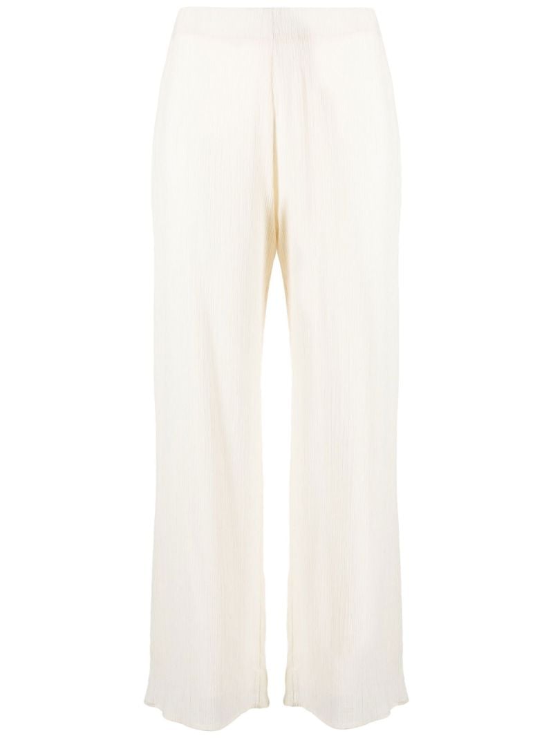 Neutral Crinkled Straight-leg Trousers