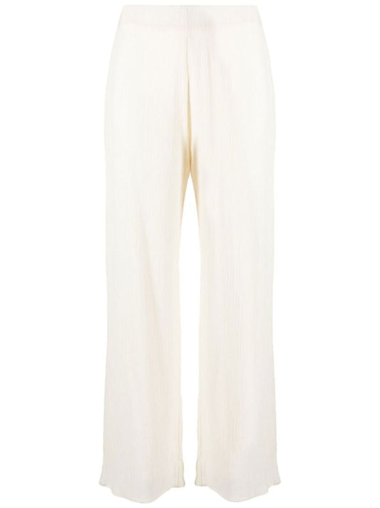 Neutral Crinkled Straight-leg Trousers