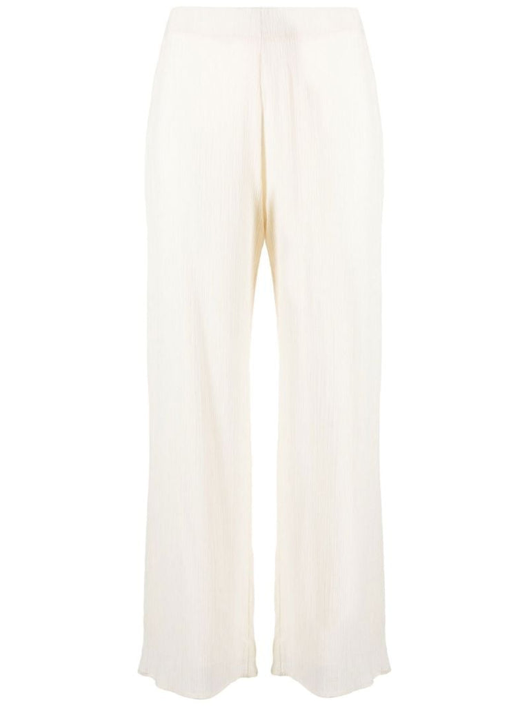 Neutral Crinkled Straight-leg Trousers