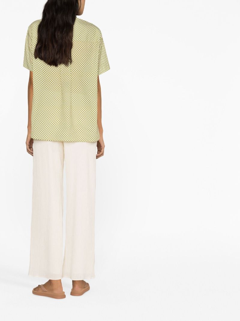 Neutral Crinkled Straight-leg Trousers